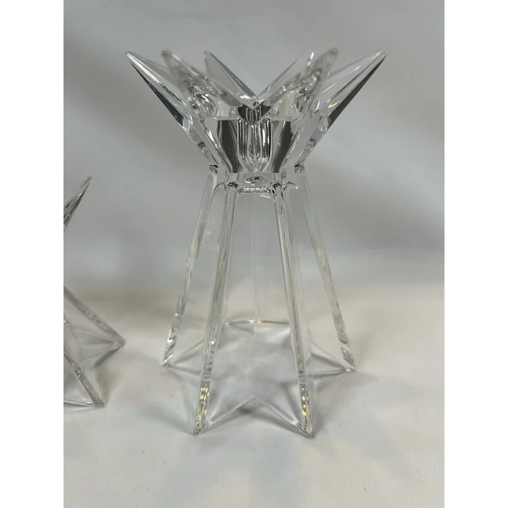 Star Shaped Footed Glass Candle Holders Set Of 2 Celestial Decor Abstract